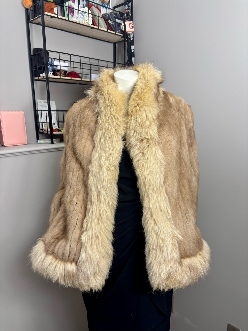 Genuine Vintage Fur Jacket - Fox Collar/Trim - approx size M